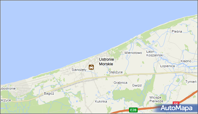 mapa Ustronie Morskie, Ustronie Morskie na mapie Targeo