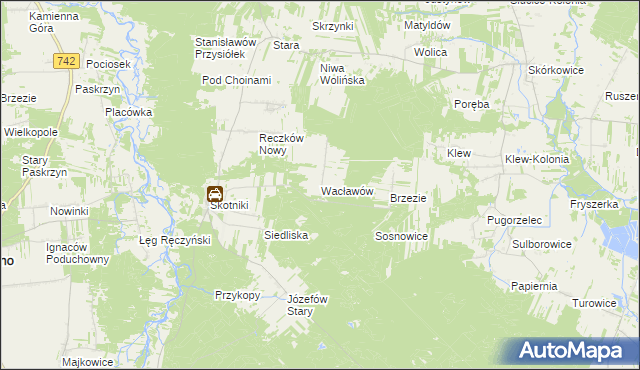 mapa Wacławów gmina Aleksandrów, Wacławów gmina Aleksandrów na mapie Targeo