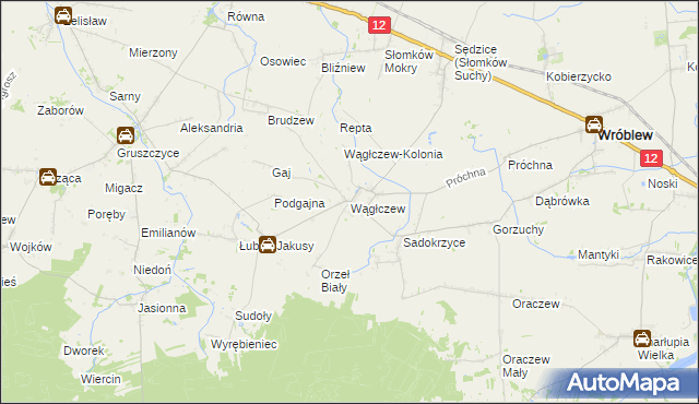 mapa Wągłczew, Wągłczew na mapie Targeo