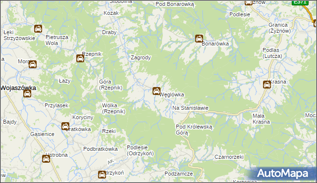 mapa Węglówka gmina Korczyna, Węglówka gmina Korczyna na mapie Targeo