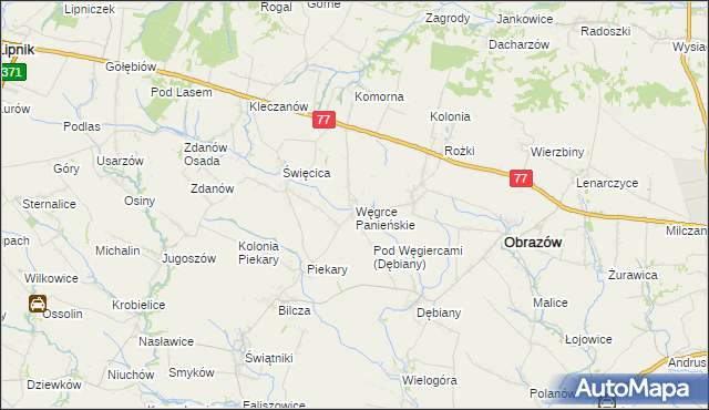 mapa Węgrce Panieńskie, Węgrce Panieńskie na mapie Targeo