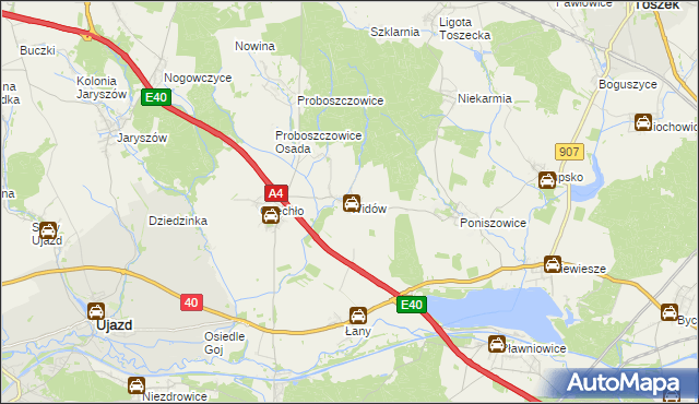 mapa Widów gmina Rudziniec, Widów gmina Rudziniec na mapie Targeo