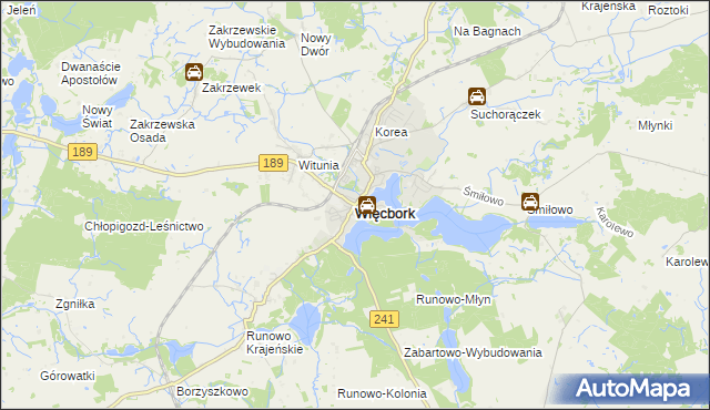 mapa Więcbork, Więcbork na mapie Targeo