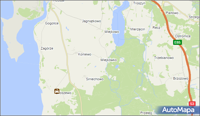 mapa Wiejkówko, Wiejkówko na mapie Targeo