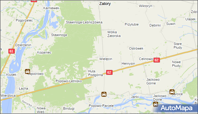 mapa Wielęcin gmina Somianka, Wielęcin gmina Somianka na mapie Targeo