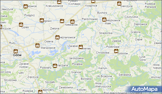 mapa Wieniec gmina Gdów, Wieniec gmina Gdów na mapie Targeo