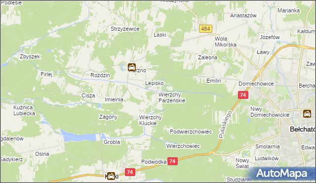 mapa Wierzchy Parzeńskie, Wierzchy Parzeńskie na mapie Targeo