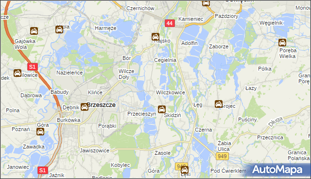 mapa Wilczkowice gmina Brzeszcze, Wilczkowice gmina Brzeszcze na mapie Targeo