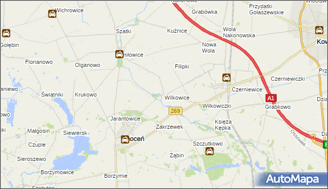 mapa Wilkowice gmina Choceń, Wilkowice gmina Choceń na mapie Targeo