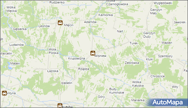 mapa Wiśniew gmina Jakubów, Wiśniew gmina Jakubów na mapie Targeo
