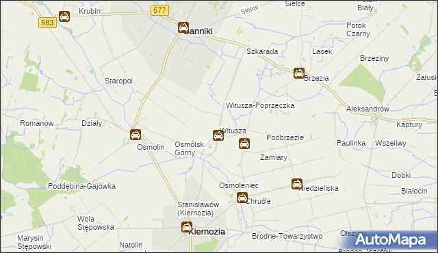 mapa Witusza, Witusza na mapie Targeo