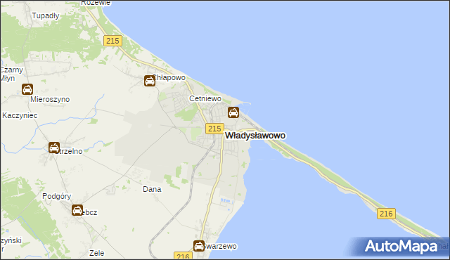mapa Władysławowo powiat pucki, Władysławowo powiat pucki na mapie Targeo