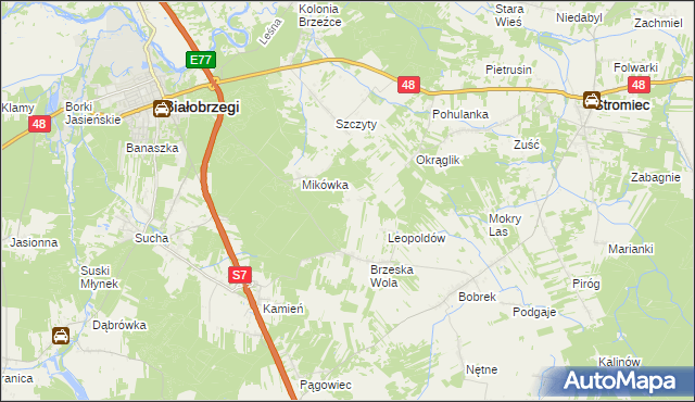 mapa Wojciechówka gmina Białobrzegi, Wojciechówka gmina Białobrzegi na mapie Targeo