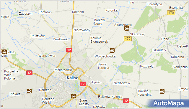 mapa Wojciechówka gmina Żelazków, Wojciechówka gmina Żelazków na mapie Targeo