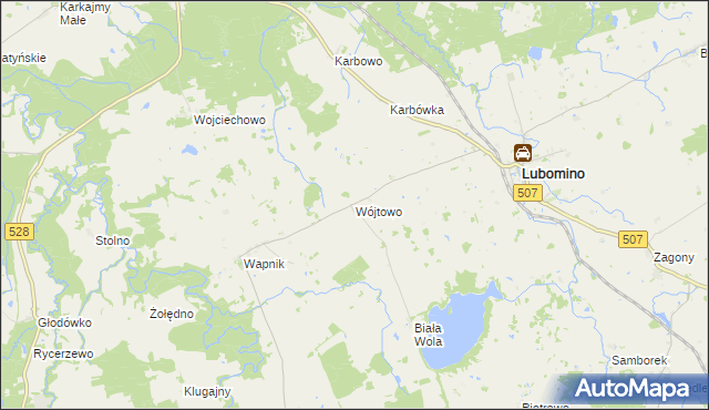 mapa Wójtowo gmina Lubomino, Wójtowo gmina Lubomino na mapie Targeo