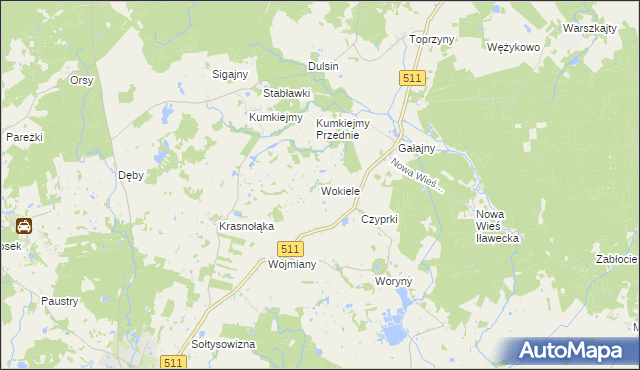 mapa Wokiele, Wokiele na mapie Targeo