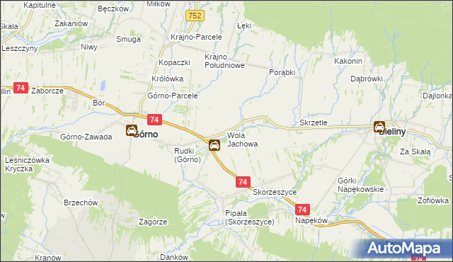 mapa Wola Jachowa, Wola Jachowa na mapie Targeo