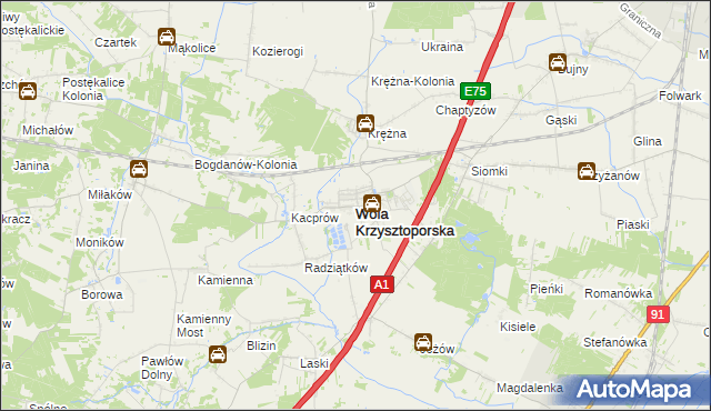 mapa Wola Krzysztoporska, Wola Krzysztoporska na mapie Targeo