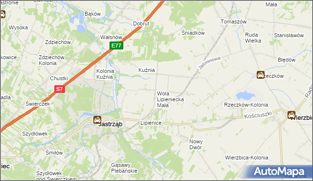 mapa Wola Lipieniecka Mała, Wola Lipieniecka Mała na mapie Targeo