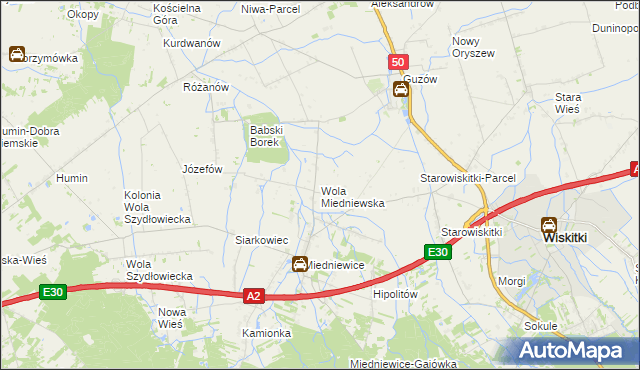 mapa Wola Miedniewska, Wola Miedniewska na mapie Targeo