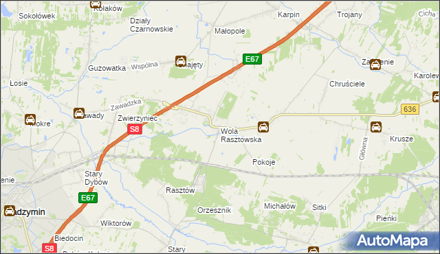 mapa Wola Rasztowska, Wola Rasztowska na mapie Targeo