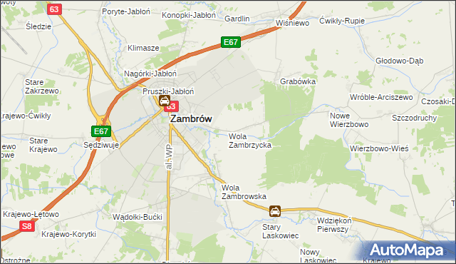 mapa Wola Zambrzycka, Wola Zambrzycka na mapie Targeo