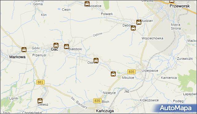 mapa Wolica gmina Gać, Wolica gmina Gać na mapie Targeo