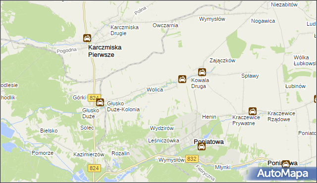 mapa Wolica-Kolonia gmina Karczmiska, Wolica-Kolonia gmina Karczmiska na mapie Targeo
