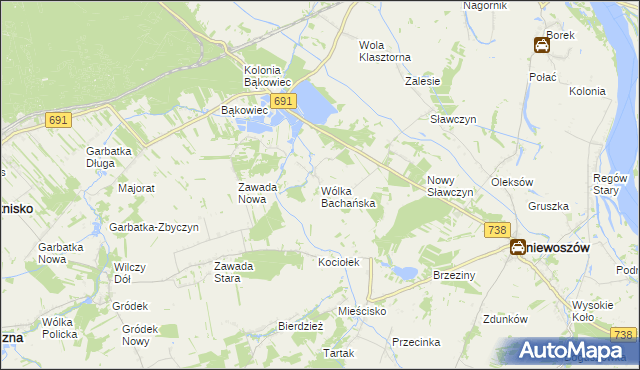 mapa Wólka Bachańska, Wólka Bachańska na mapie Targeo