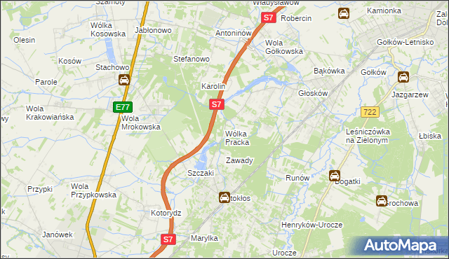 mapa Wólka Pracka, Wólka Pracka na mapie Targeo