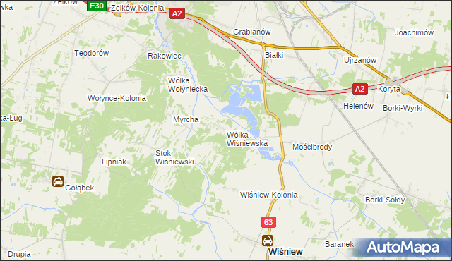 mapa Wólka Wiśniewska, Wólka Wiśniewska na mapie Targeo