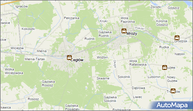 mapa Woźbin, Woźbin na mapie Targeo