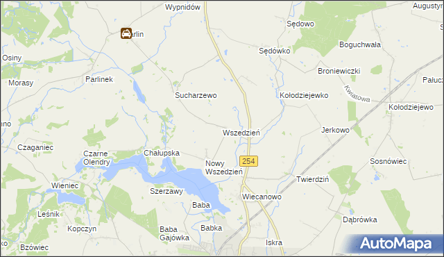 mapa Wszedzień gmina Mogilno, Wszedzień gmina Mogilno na mapie Targeo