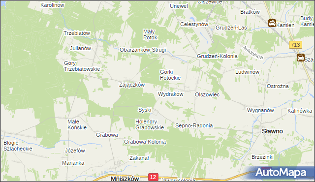 mapa Wydraków, Wydraków na mapie Targeo