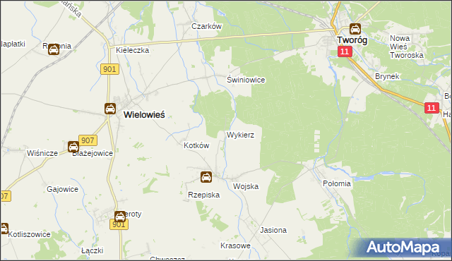 mapa Wykierz, Wykierz na mapie Targeo
