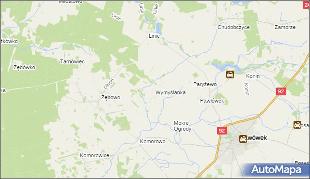 mapa Wymyślanka gmina Lwówek, Wymyślanka gmina Lwówek na mapie Targeo