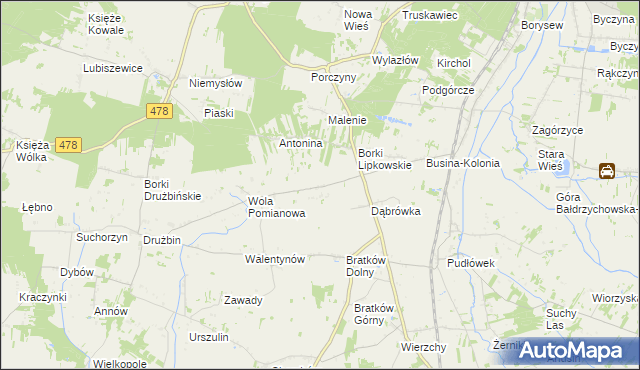 mapa Wyrębów gmina Zadzim, Wyrębów gmina Zadzim na mapie Targeo