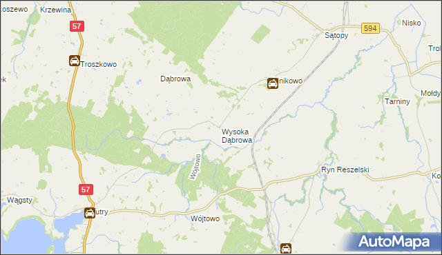 mapa Wysoka Dąbrowa, Wysoka Dąbrowa na mapie Targeo