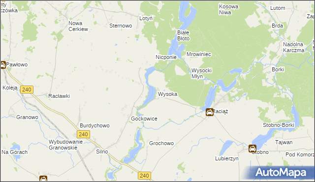 mapa Wysoka gmina Tuchola, Wysoka gmina Tuchola na mapie Targeo
