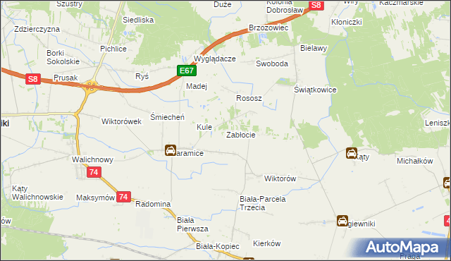 mapa Zabłocie gmina Biała, Zabłocie gmina Biała na mapie Targeo