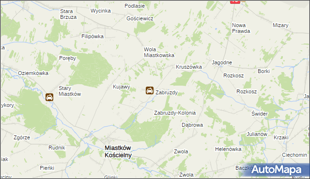 mapa Zabruzdy, Zabruzdy na mapie Targeo