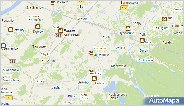 mapa Zachwiejów, Zachwiejów na mapie Targeo