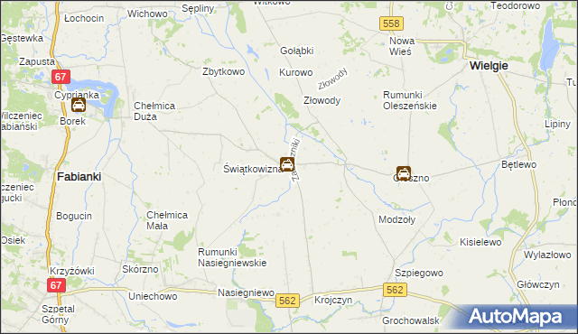 mapa Zaduszniki gmina Wielgie, Zaduszniki gmina Wielgie na mapie Targeo