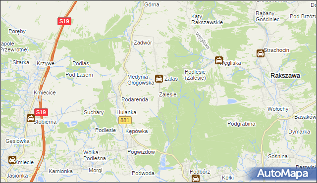 mapa Zalesie gmina Czarna, Zalesie gmina Czarna na mapie Targeo