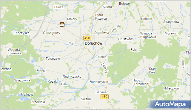 mapa Zalesie gmina Doruchów, Zalesie gmina Doruchów na mapie Targeo