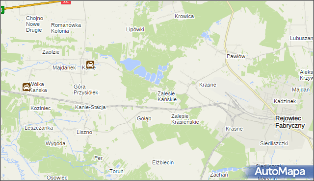 mapa Zalesie Kańskie, Zalesie Kańskie na mapie Targeo