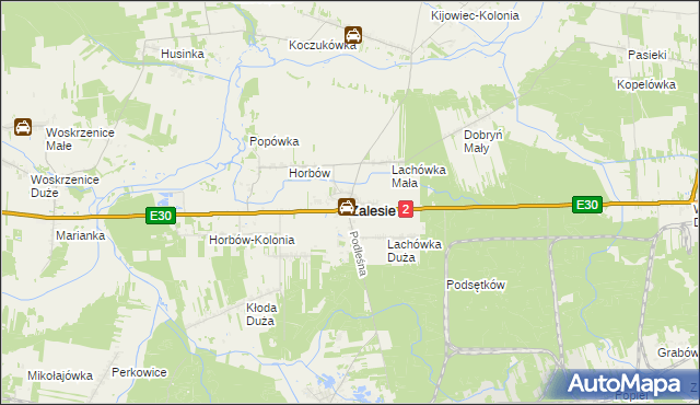 mapa Zalesie powiat bialski, Zalesie powiat bialski na mapie Targeo