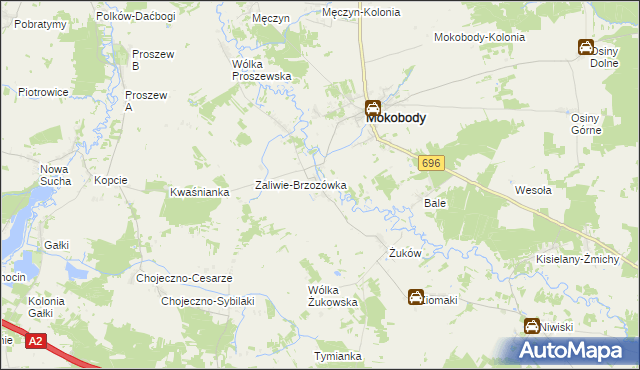 mapa Zaliwie-Piegawki, Zaliwie-Piegawki na mapie Targeo