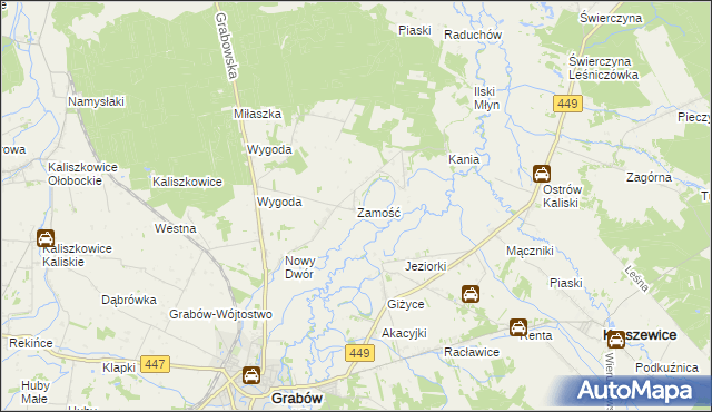 mapa Zamość gmina Sieroszewice, Zamość gmina Sieroszewice na mapie Targeo