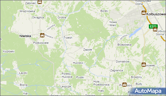 mapa Zapole gmina Niwiska, Zapole gmina Niwiska na mapie Targeo